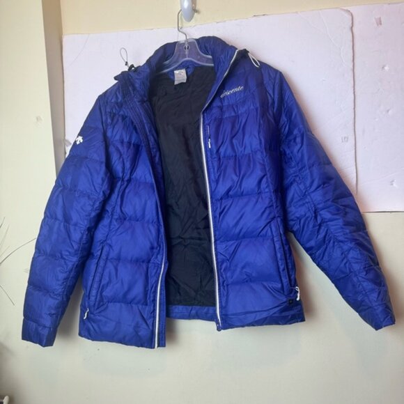 DESCENTE Down Ski Puff Jacket Coat Remove Hood Warm Parka Zipper Pockets Pack 10 - Picture 4 of 16